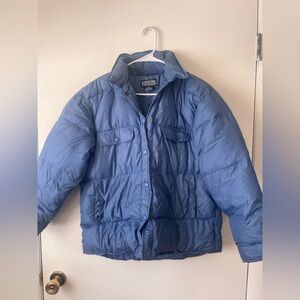 Lands' End Women’s Vintage Down Feather Blue Puffer Jacket Medium 10-12